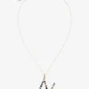 Rainbow alphabet N pendant in yellow gold with multicolor fine gems