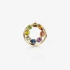 Rainbow alphabet O ring in yellow gold with multicolor fine gems