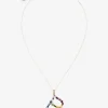 Rainbow alphabet P pendant in yellow gold with multicolor fine gems