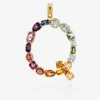 Rainbow alphabet Q 18 kt yellow gold charm with multicolor fine gems