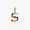 Rainbow alphabet S 18 kt yellow gold charm with multicolor fine gems