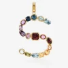 Rainbow alphabet S 18 kt yellow gold charm with multicolor fine gems