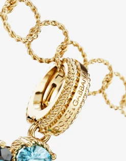 Rainbow alphabet S 18 kt yellow gold charm with multicolor fine gems