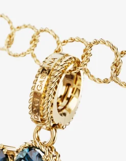 Rainbow alphabet S 18 kt yellow gold charm with multicolor fine gems