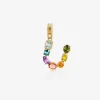 Rainbow alphabet U 18 kt yellow gold charm with multicolor fine gems