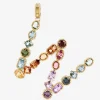 Rainbow alphabet W 18 kt yellow gold charm with multicolor fine gems