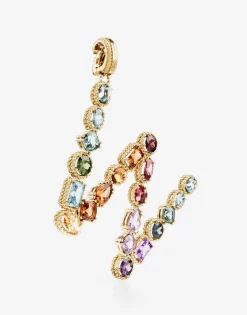 Rainbow alphabet W 18 kt yellow gold charm with multicolor fine gems
