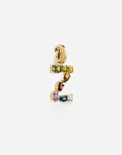 Rainbow alphabet Z 18 kt yellow gold charm with multicolor fine gems