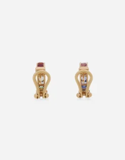 Rainbow earrings in yellow gold 18kt with multicolor sapphires and diamonds