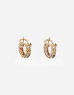 Rainbow earrings in yellow gold 18kt with multicolor sapphires and diamonds