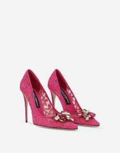 Rainbow lace pumps in lurex lace
