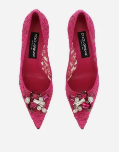 Rainbow lace pumps in lurex lace