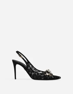 Rainbow lace slingbacks in lurex lace