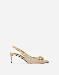 Rainbow lace slingbacks in lurex lace