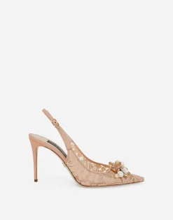 Rainbow lace slingbacks in lurex lace