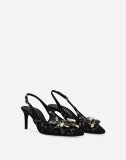 Rainbow lace slingbacks in lurex lace