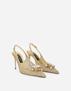 Rainbow lace slingbacks in lurex lace