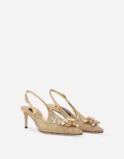 Rainbow lace slingbacks in lurex lace