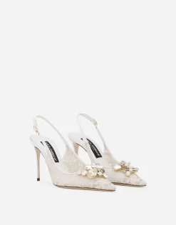 Rainbow lace slingbacks in lurex lace