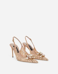Rainbow lace slingbacks in lurex lace