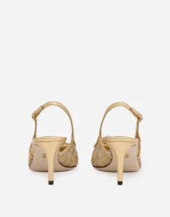 Rainbow lace slingbacks in lurex lace