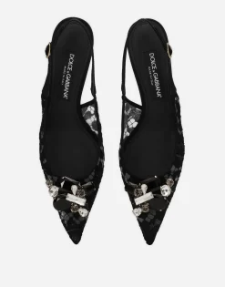 Rainbow lace slingbacks in lurex lace