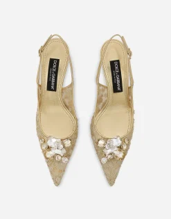 Rainbow lace slingbacks in lurex lace
