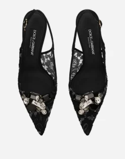 Rainbow lace slingbacks in lurex lace