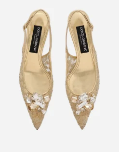 Rainbow lace slingbacks in lurex lace