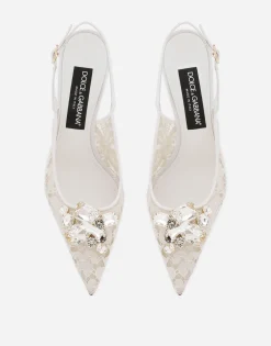 Rainbow lace slingbacks in lurex lace