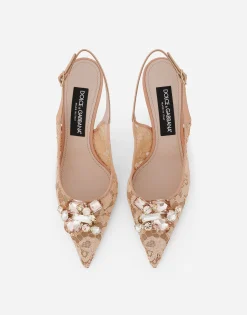 Rainbow lace slingbacks in lurex lace