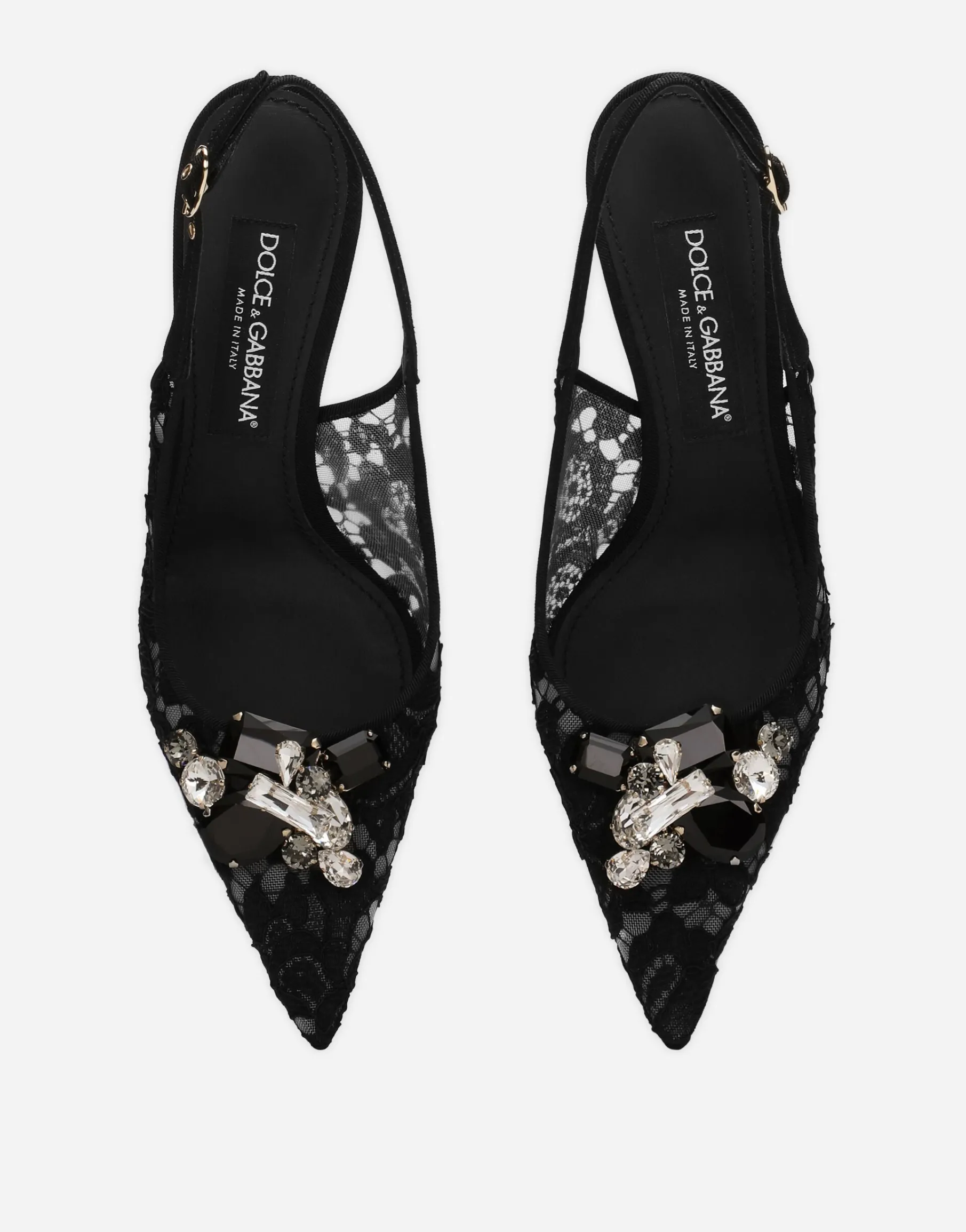 Rainbow lace slingbacks in lurex lace