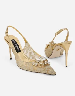 Rainbow lace slingbacks in lurex lace