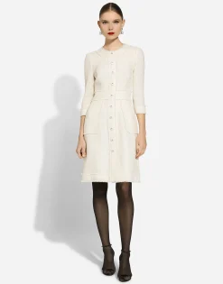Raschel tweed A-line dress