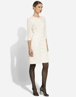 Raschel tweed A-line dress