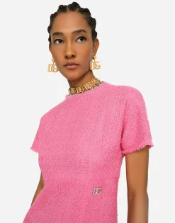Raschel tweed calf-length dress with DG logo