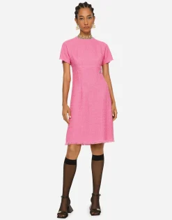 Raschel tweed calf-length dress with DG logo