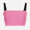 Raschel tweed crop top with straps