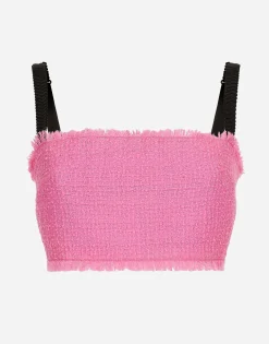 Raschel tweed crop top with straps