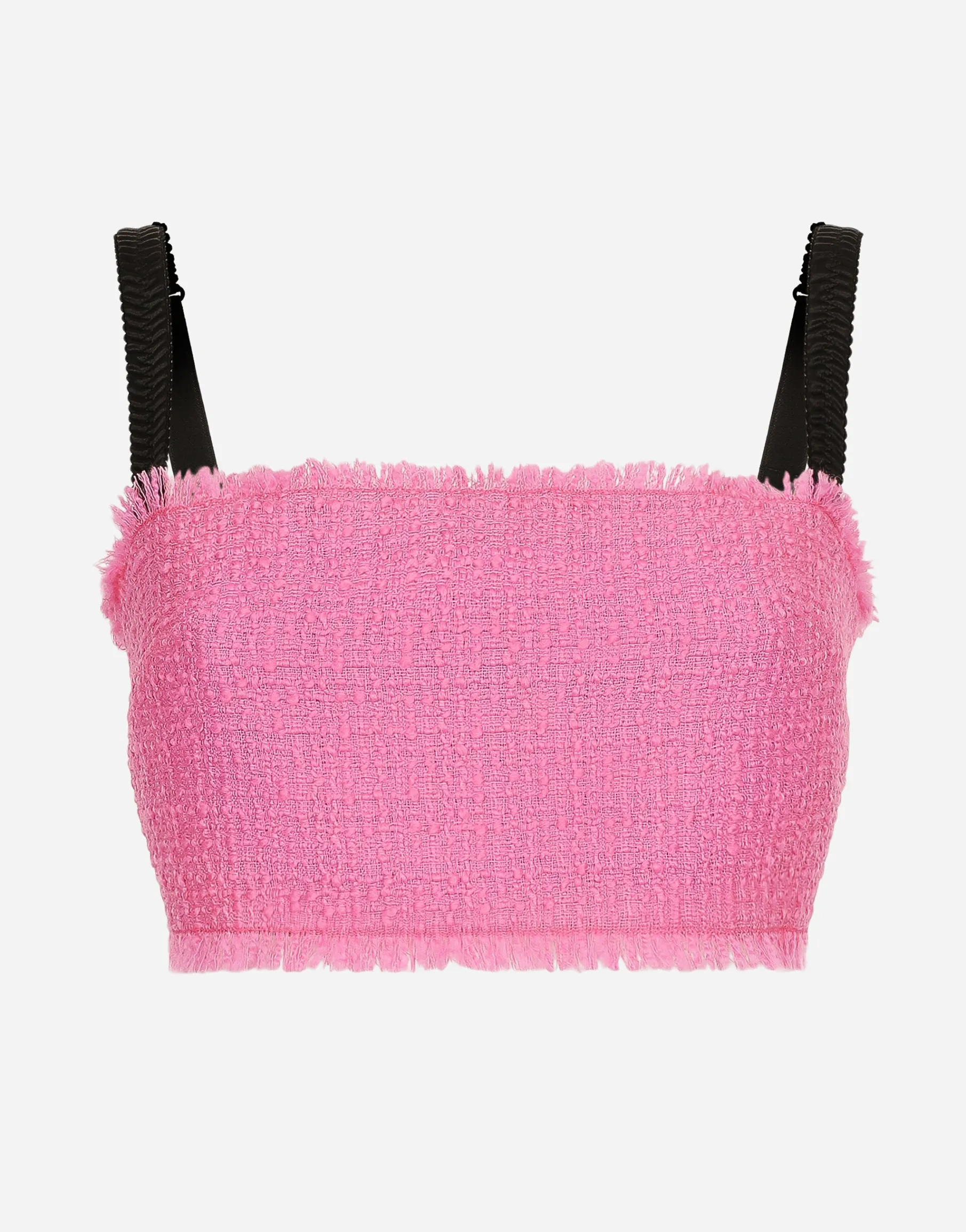 Raschel tweed crop top with straps