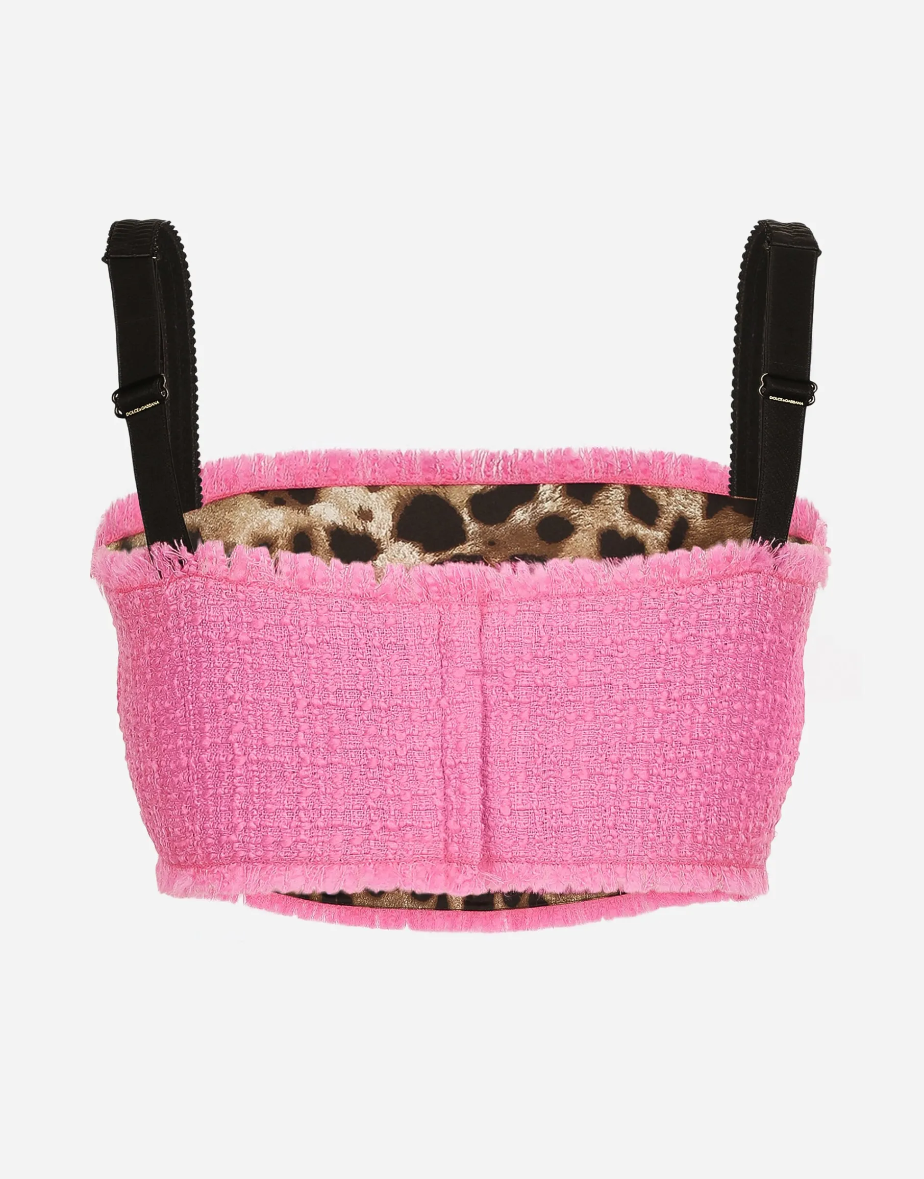 Raschel tweed crop top with straps