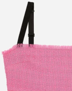 Raschel tweed crop top with straps
