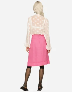Raschel tweed midi skirt