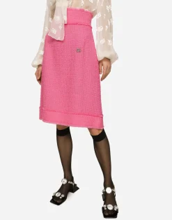 Raschel tweed midi skirt