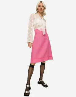 Raschel tweed midi skirt