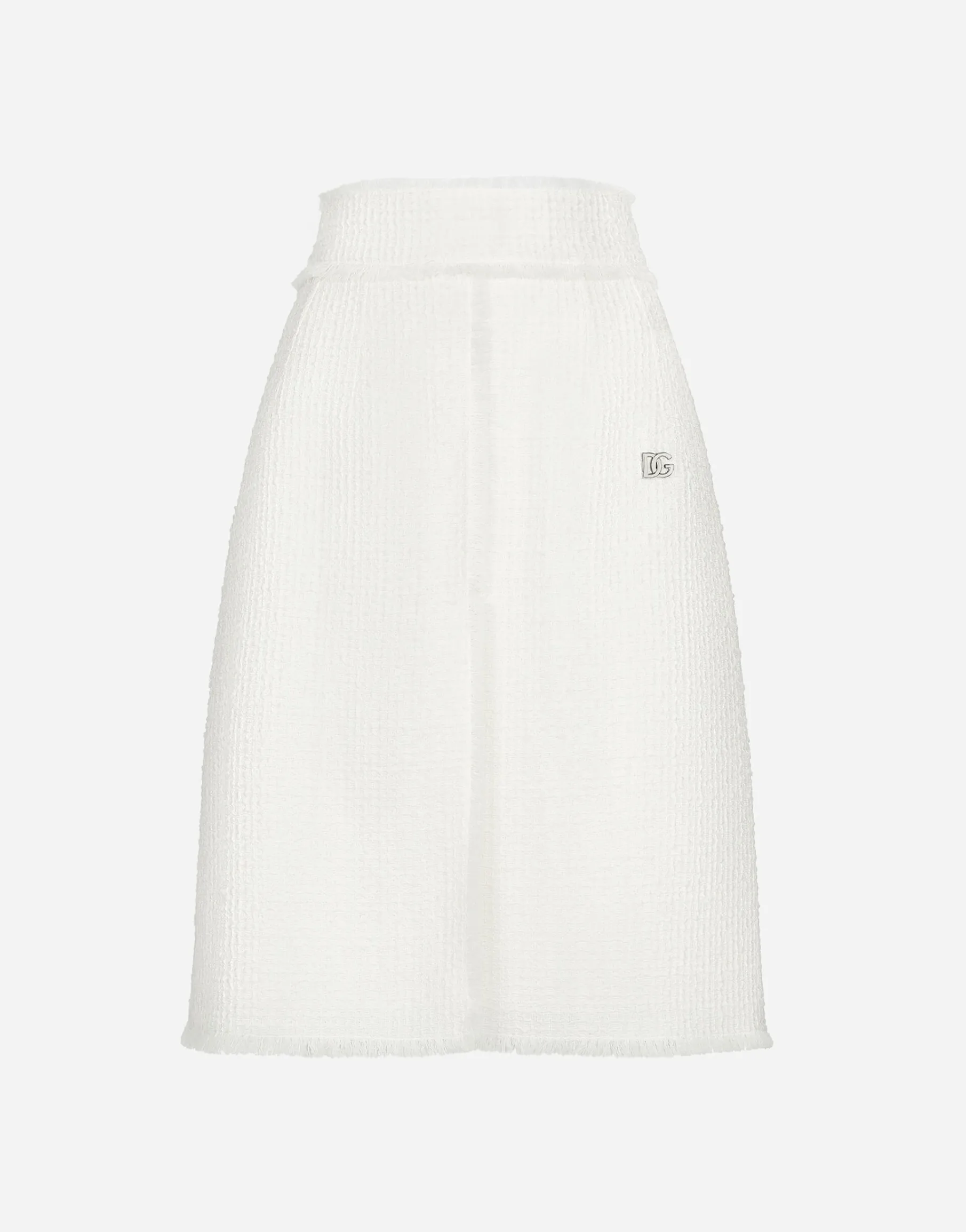 Raschel tweed midi skirt with central slit