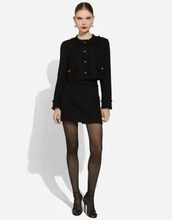 Raschel tweed miniskirt