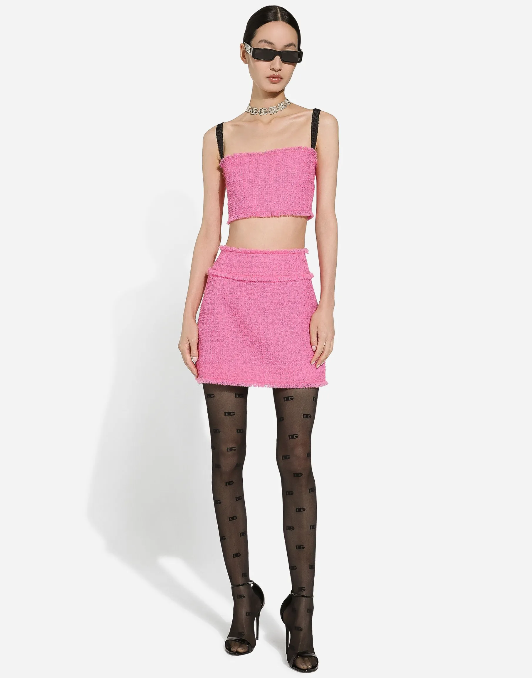 Raschel tweed miniskirt