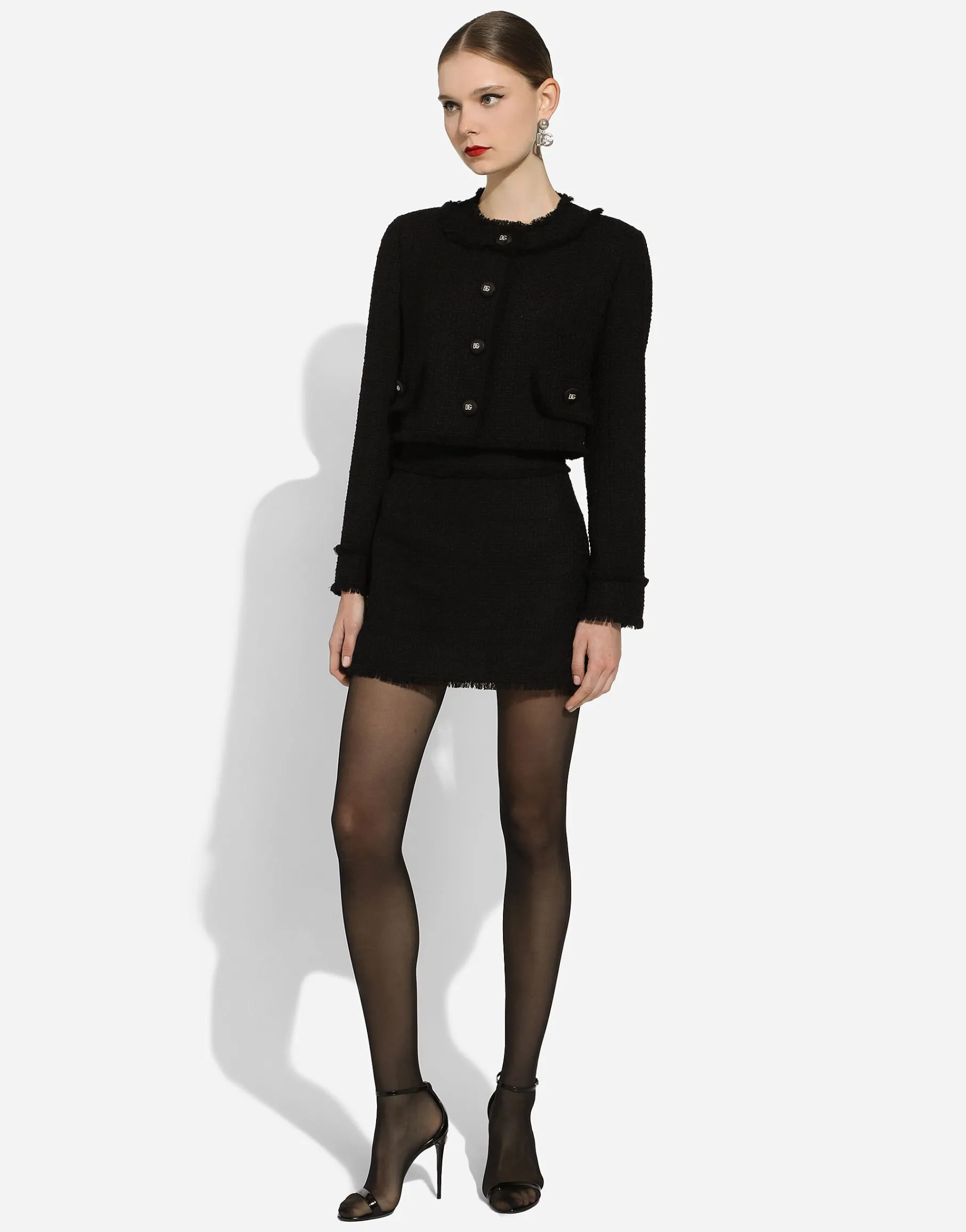 Raschel tweed miniskirt