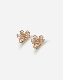 Red gold flower earrings